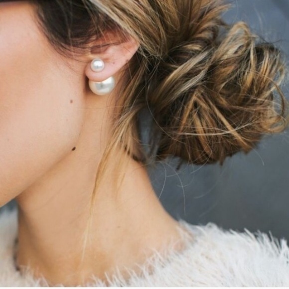 Jewelry - 5 for $25 Double Sided White Pearl Stud Earrings